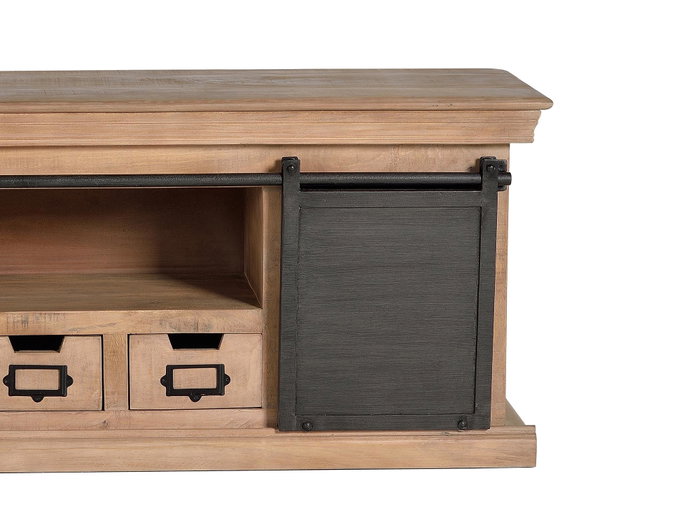 GINER Y COLOMER Mueble de TV de madera de mango y metal natural y gris